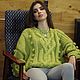Jerseys: Women's large-knit olive oversize sweater to order. Sweaters. Kardigan sviter - женский вязаный свитер кардиган оверсайз. Online shopping on My Livemaster.  Фото №2