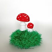 Куклы и игрушки ручной работы. Ярмарка Мастеров - ручная работа Forest glade Fly Agaric Flowers Knitted decorations for the puppet theater. Handmade.