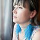 Blue agate feather earrings, Earrings, Almaty,  Фото №1