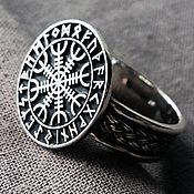 Русский стиль handmade. Livemaster - original item Sterling silver ring "Aegishjalmur". Handmade.