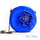 Blue poppy Women's round suede bag drum with flower, Classic Bag, Kursk,  Фото №1