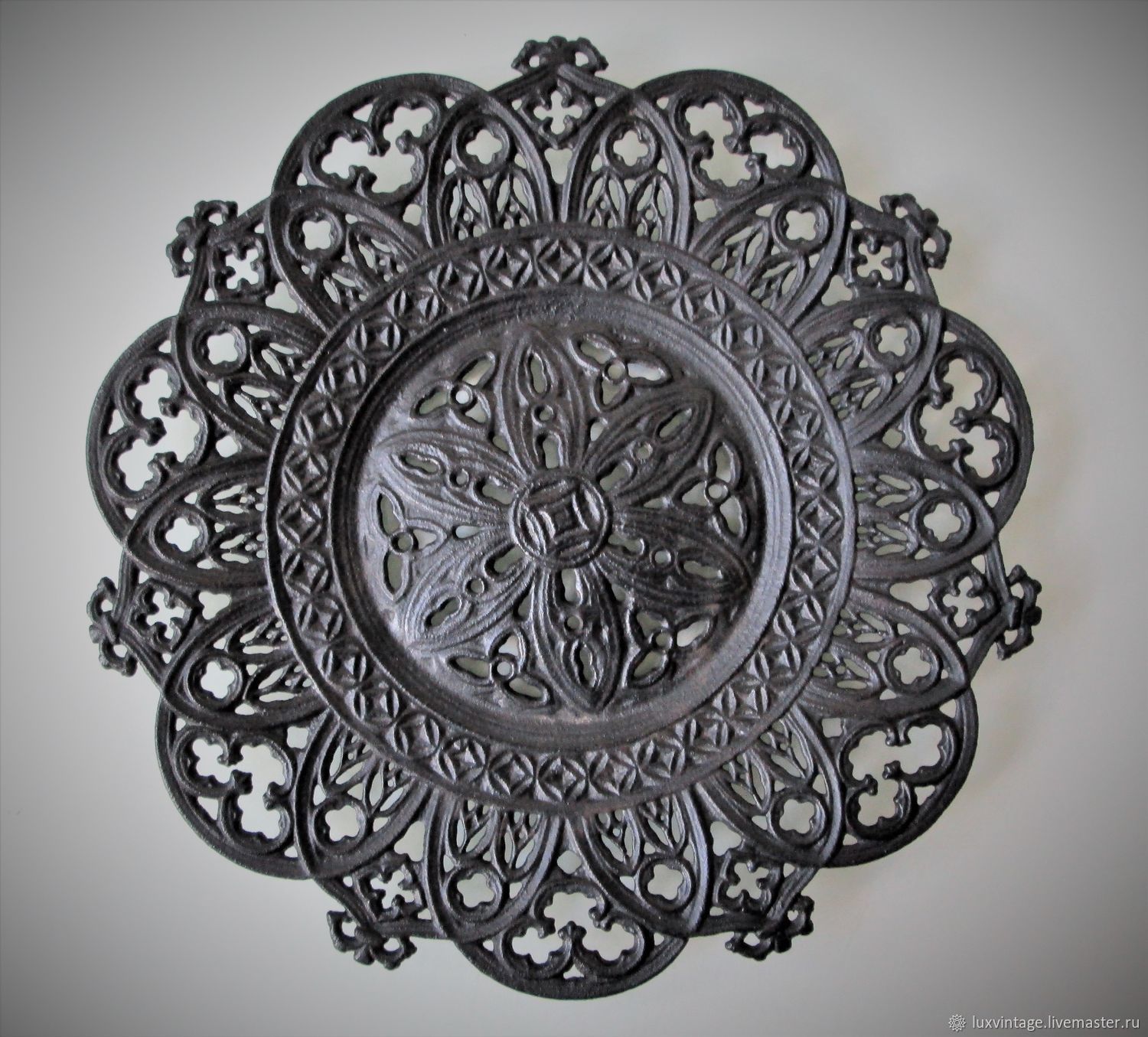 Cast iron Plate Dish decor Openwork Classic Kasli Gotic, Vintage Souvenirs, Moscow,  Фото №1