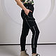 Черные брюки карго с карманами, женские штаны карго зауженные, Брюки, Новосибирск,  Фото №1