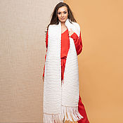 Аксессуары handmade. Livemaster - original item Long white scarf with fringe. Handmade.