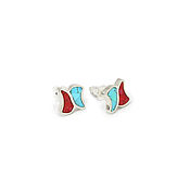 Украшения handmade. Livemaster - original item Stud EARRINGS with Turquoise and Coral. Handmade earrings. Handmade.