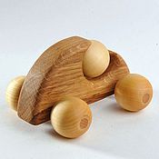 Wooden toy Rattle with bells Muhomorchikom