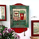 Key holder with door wooden decoupage red green vintage, Housekeeper, Barnaul,  Фото №1