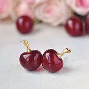 Украшения ручной работы. Ярмарка Мастеров - ручная работа Little red cherries-pusset earrings. Handmade.