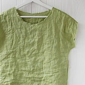 Одежда ручной работы. Ярмарка Мастеров - ручная работа Olive blouse made of 100% linen. Handmade.
