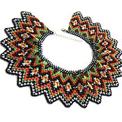 Украшения handmade. Livemaster - original item Necklace: Collar shoulder strap with beaded ornament, Silyanka, ethno style. Handmade.