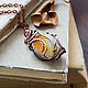 Copper pendant with a piece of agate Pendant made of copper with a stone agate Copper, Pendant, Ulan-Ude,  Фото №1
