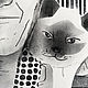 Графика Портрет с котом А4 без рамы. Картины. Наталья Осминко. Графика оригиналы (osminat). Ярмарка Мастеров.  Фото №4