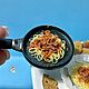 Кукольная еда. Спагетти с мясом в сковороде. Миниатюра, Кукольная еда, Москва,  Фото №1