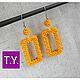  Желтые серьги из бисера. Серьги-продевки. TYgeometryOfBeads. Интернет-магазин Ярмарка Мастеров.  Фото №2