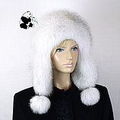 Аксессуары handmade. Livemaster - original item Youth hat made of white voile arctic fox fur and genuine leather.. Handmade.