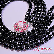 Украшения handmade. Livemaster - original item Adelaide necklace multi-row black agate pearls crystals. Handmade.