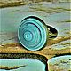 Креативное кольцо из эко материалов- Голубая лагуна, Комплекты украшений, Хэдэра,  Фото №1
