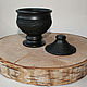 Salt shaker / sugar bowl with lid - black-flattened ceramic, Salt and pepper shakers, Vologda,  Фото №1
