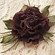 Leather flowers brooch hairpin flower MAROON ROSE Natural suede. Brooches. Irina Vladi. My Livemaster. Фото №5
