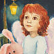 Angel and Bunny Postcard or Picture for children Reproduction. Pictures. KapustinaArt. My Livemaster. Фото №4