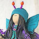 Doll butterfly. Turquoise with purple. Interior doll. Dolls. CountryKids - doll with a soul. Online shopping on My Livemaster.  Фото №2