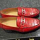 Men's loafers, made of genuine crocodile leather, in red. Loafers. SHOES&BAGS. My Livemaster. Фото №6