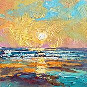 Картины и панно handmade. Livemaster - original item Painting with the sea sunset - Seascapes in oil. Handmade.