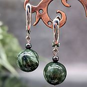 Украшения handmade. Livemaster - original item Serafinite stone earrings made of serafinite stone earrings. Handmade.