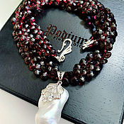 Украшения handmade. Livemaster - original item Garnet necklace with Baroque pearls. Handmade.