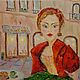 Заказать "Уличное кафе. Девушка в красном" 50х50см. Масло. Холст. Галерея Авдеенковой Ольги. Ярмарка Мастеров. . Картины Фото №3