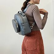 Сумки и аксессуары handmade. Livemaster - original item Genuine leather backpack bag in silver color. Handmade.