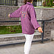 NATALINI Льняная Рубашка  oversize с вышивкой Мандала фиолет меланж. Блузки. NATALINI. Ярмарка Мастеров.  Фото №6