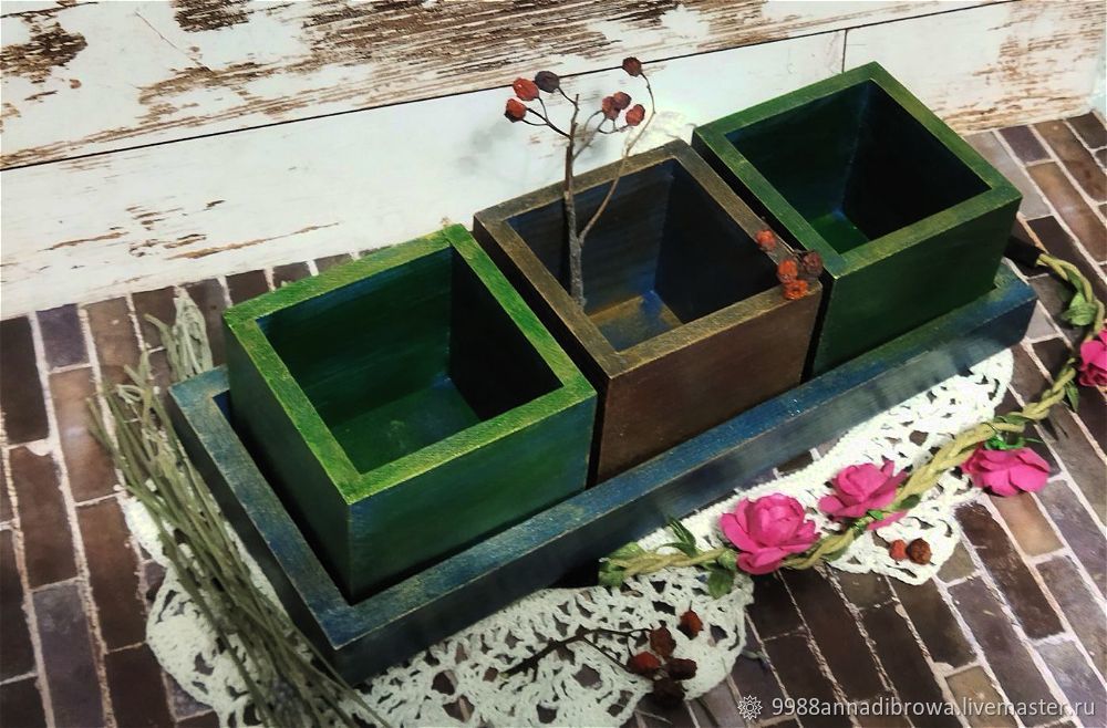 Деревянное кашпо "Трио" – заказать на Ярмарке Мастеров – SOLNSRU ...