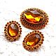 Set Autumn paint, Alice Caviness, USA, brooch, clips, amber color, Vintage jewelry sets, Moscow,  Фото №1