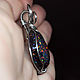 Drop pendant with laboratory black opals in steel wire. Pendants. Mosaic Opal (mosaicopal). My Livemaster. Фото №5