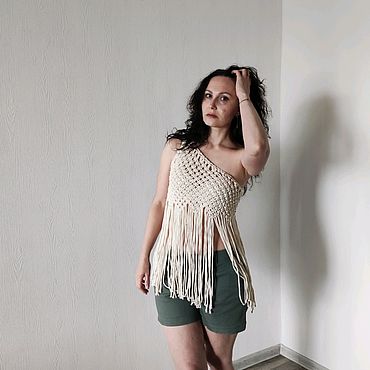 Одежда женская ручной работы. Ярмарка Мастеров - ручная работа Макраме топ. Handmade.
