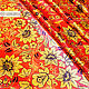 Cloth of Gold Khokhloma on red, Fabric, Sergiev Posad,  Фото №1