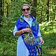 Шарф женский валяный на шелке синий Подсолнух. Шарфы. Лариса Акимова  АЛОРАFelt. Ярмарка Мастеров.  Фото №5