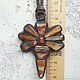 Dragonfly pendant in leather with agate Kazastan. Pendants. Marina Lambrozo leather and stone. My Livemaster. Фото №5