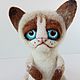 Грампи кэт , кот валяный из шерсти, Грустный кот. Войлочная игрушка. Roksolana (roxyidea). Ярмарка Мастеров.  Фото №6