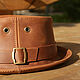 Order Waxed leather pork pie hat PPH-12. Bluggae Custom Headwear. Livemaster. . Hats1 Фото №3