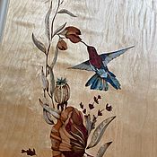 Картина из дерева " Бабочка Махаон "  (маркетри) в раме