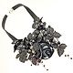 Necklace made of genuine black leather and stones, Night of Black Butterflies. Necklace. ms. Decorator. My Livemaster. Фото №6