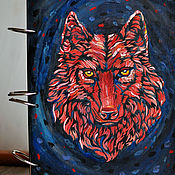 Канцелярские товары handmade. Livemaster - original item Notepad A4 "Red wolf". Handmade.