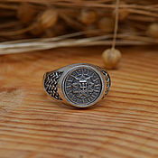 Украшения handmade. Livemaster - original item Ring with a hall in the Svarozhy circle (crow). Handmade.