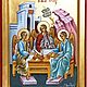 Рукописная икона ТРОИЦА Рублева, скит Неа Скити, Афон, Греция, Иконы, Москва,  Фото №1