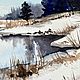 Mirror Lake landscape watercolor painting winter Muslimovsky Park taiga. Pictures. marselart. Online shopping on My Livemaster.  Фото №2
