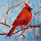 Картина маслом птица - Красный кардинал, Картины, Москва,  Фото №1