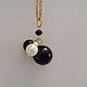 Pendant-pendant with onyx, obsidian, natural pearls and spinel, Pendants, Sergiev Posad,  Фото №1