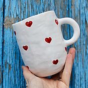 Посуда handmade. Livemaster - original item Mug with hearts Hearts Cups with drawings gift for February 14. Handmade.